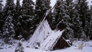 Large Bark Tepee in Winter