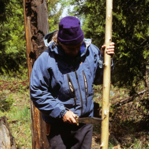 Preparing a Tepee Pole