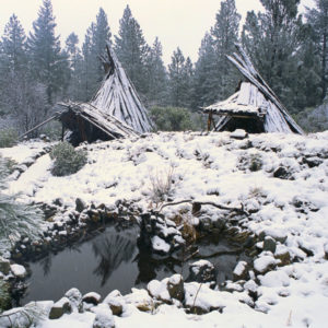 Bark Tepees in Snow